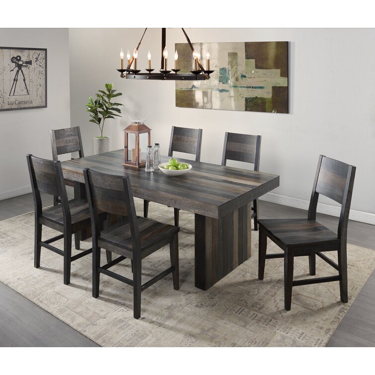 Loon Peak Alba Person Pine Solid Wood Dining Set Wayfair Ca